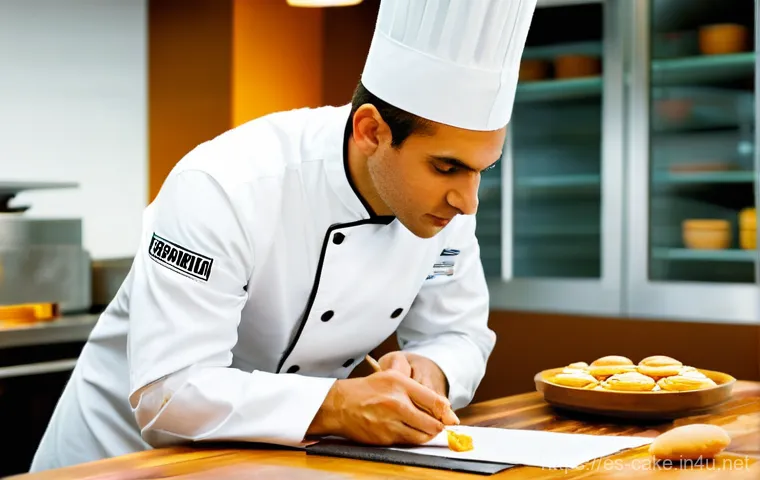 제과 경력직 인터뷰 질문 대비 - **Prompt:** In a state-of-the-art, impeccably clean pastry kitchen, a professional pastry chef, wear... 제과 경력직 인터뷰 질문 대비 - **Prompt:** In a state-of-the-art, impeccably clean pastry kitchen, a professional pastry chef, wear...